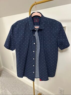 UNTUCKit Navy Short-Sleeve Button-Down with Micro Print